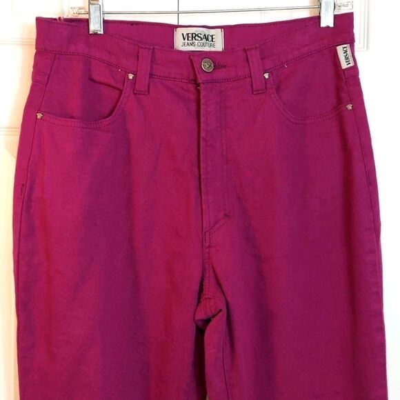 VTG Versace Jean Couture Purple Y2K Mom Jeans 34 - Picture 1 of 12
